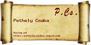 Pethely Csaba névjegykártya